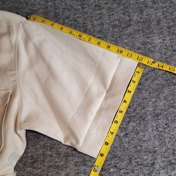 A.L.C. Bryn Belted A-Line Dress Size 14 Ecru Cotton Linen Twill Safari Cargo NWT - Picture 7 of 14